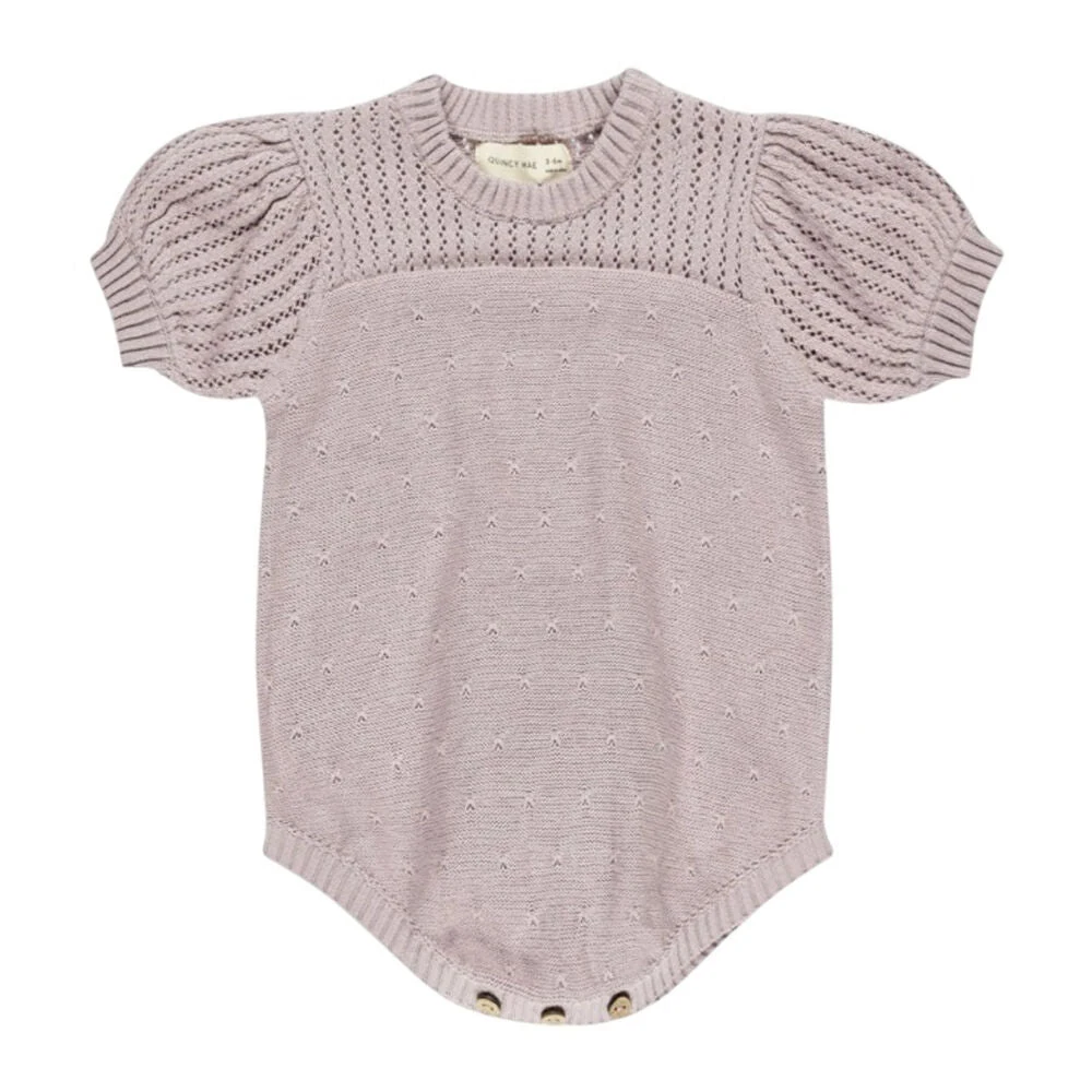 Quincy Mae Pointelle Knit Romper Lavender — 12-18m