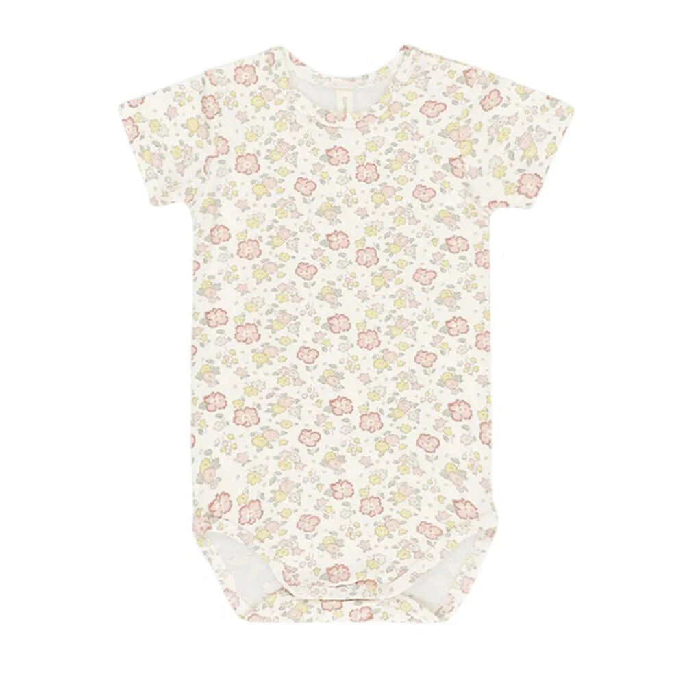 Quincy Mae Bamboo Short Sleeve Bodysuit Bloom — 3-6m