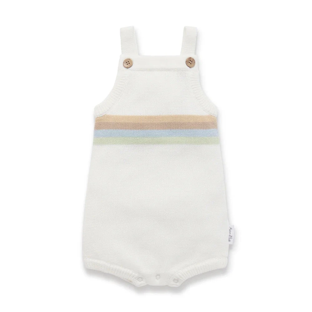 Aster & Oak Sage Rainbow Knit Romper — 3-6m