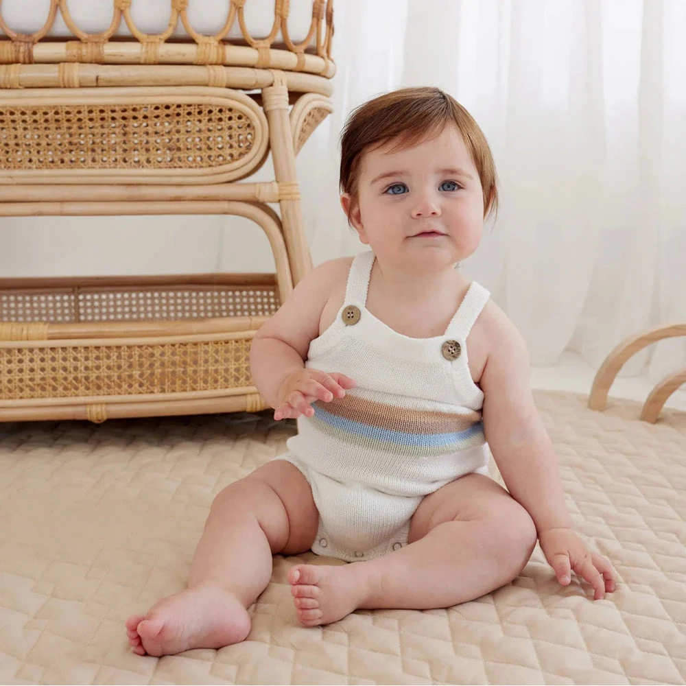 日常衣著|Aster & Oak Sage Rainbow Knit Romper — 3-6m · 圖片 2