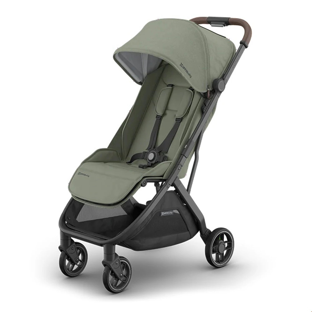 UPPAbaby Minu V3 Stroller — Meadow Green / Carbon Frame / Chestnut Leather (Evelyn)